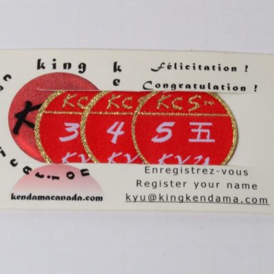 Kendama Canada – Badges de Certifications PRO KYU – Kyu 5, Kyu 4 et Kyu 3